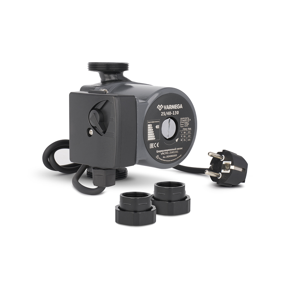 Циркуляционныи насос Varmega Basic с “мокрым” ротором, с гайками и кабелем — изображение 2